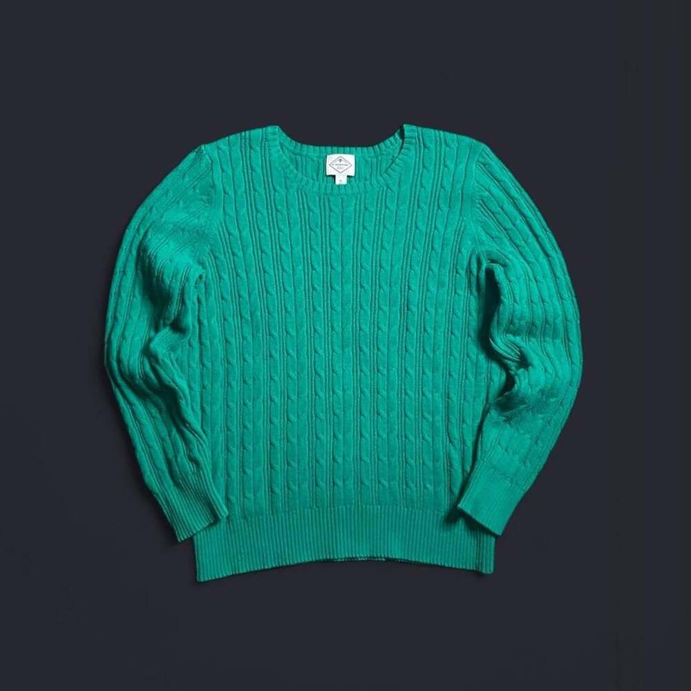 Emerald Green cable knit sweater Womens XL St. John’s bay